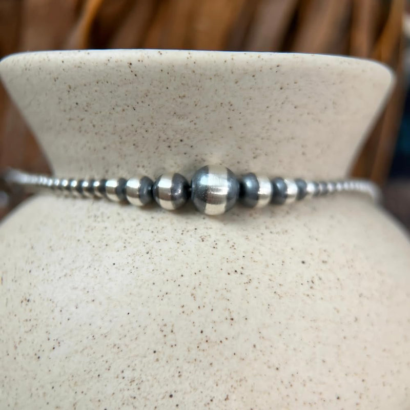 Sterling Silver Navajo Pearl Bracelet with Toggle Clasp – Southwestern Design