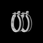 925 Sterling Silver Single Band Hoop Earrings inlaid with black resin