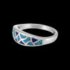 Size 11-925 Sterling Silver, Turquoise, & Lapis Lazuli Mosaic Band, Abstract Gemstone Band, Handcrafted Birthstone Jewelry