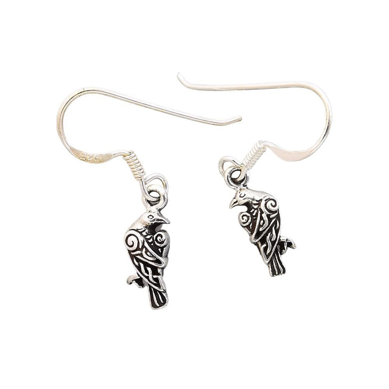 Sterling Silver Raven Dangle Earrings