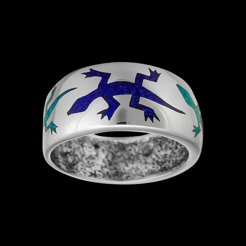 Size 11 - Turquoise and Lapis Lazuli Gecko Band