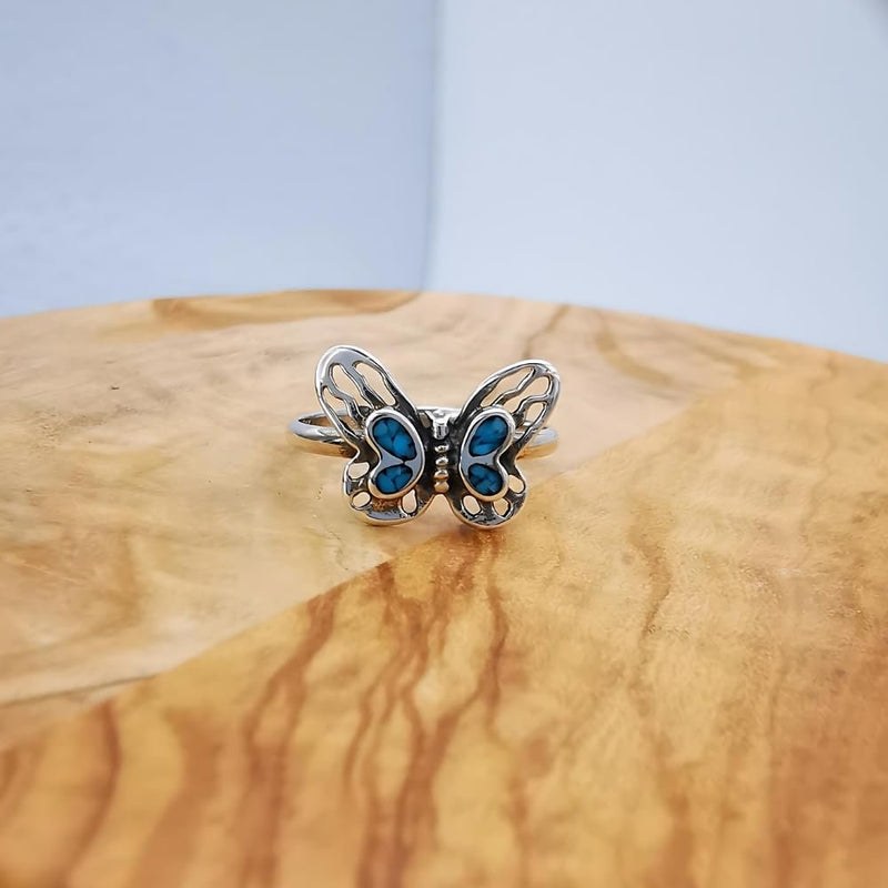 Dainty Turquoise Butterfly Ring - Size 5 - Delicate Vintage Treasure