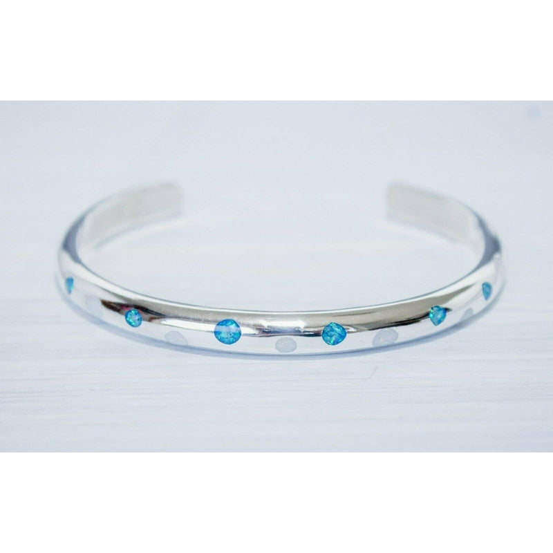 Native American Opal Bracelet • Sterling Silver • Polka Dot Design • Handcrafted