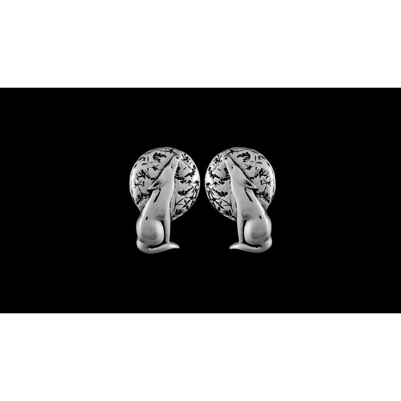 Howling Wolf Earrings • 925 Sterling Silver • Moon and Stars • Native American Jewelry