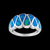 Size 7-925 Sterling Silver & Blue Opal Teardrop Chain Ring, Handmade Opal Band, Handcrafted Birthstone Jewelry