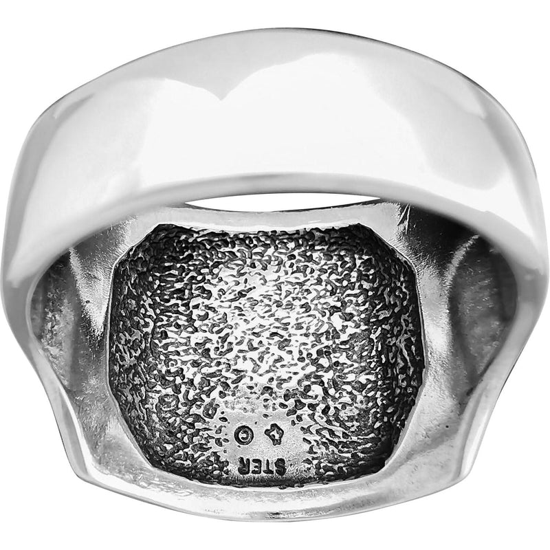 Size 12.5 - Red Opal Mountain Scene Square Ring