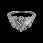 Sterling Silver V Shaped Diamond Cut Rose Ring