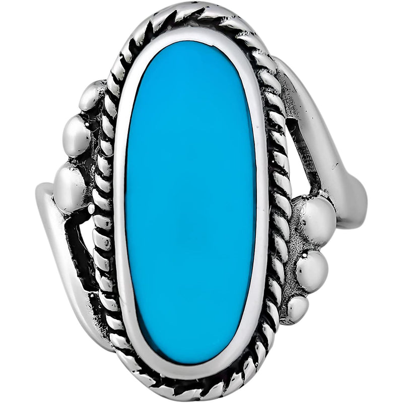 Size 8-925 Sterling Silver Turquoise Resin Magnificent Oval Ring, Curved Braided Design, Handmade Statement Jewelry