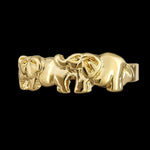 Size 8.5-925 Sterling Silver Gold Plated Elephants in a Row Band Ring