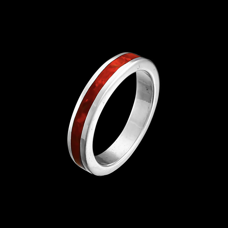 Sterling Silver Red Opal Ring • Navajo Handcrafted Jewelry • Size 4 • Thin Band Design