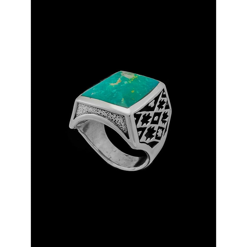 Navajo Blanket Ring • 925 Sterling Silver • Sonora Gold Turquoise • Size 7