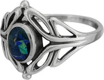 Size 5-925 Sterling Silver Oval Azurite Cabochon Ring, Infinite Looped Silver Design, Handmade Gemstone Jewelry, Statement Birthstone Band