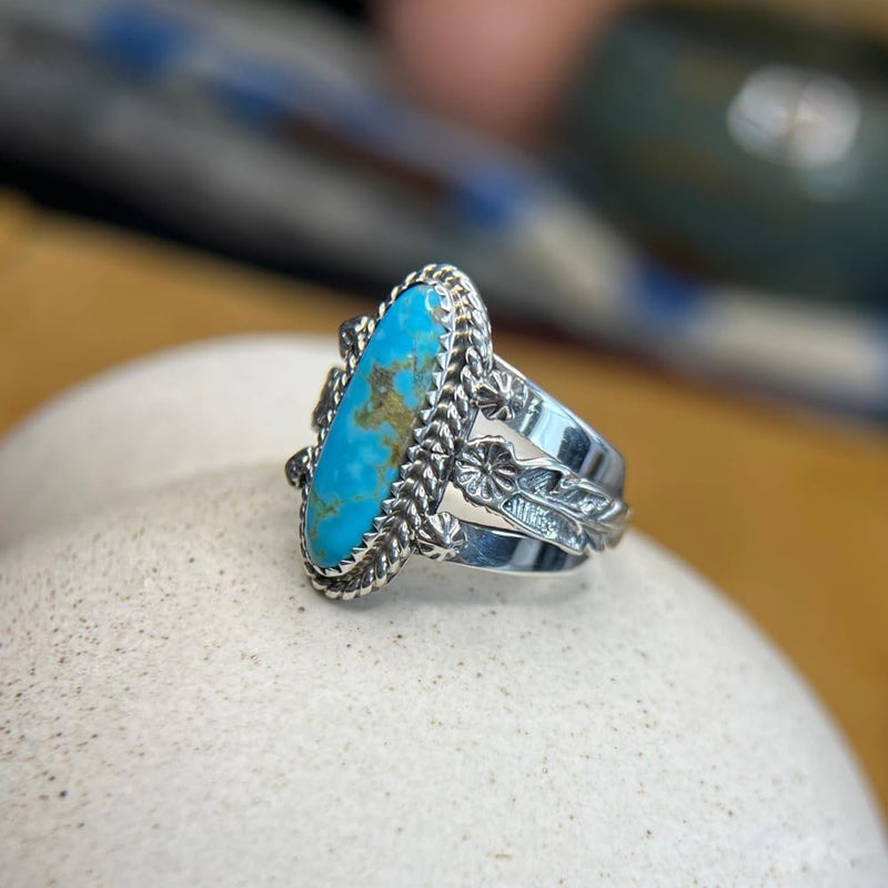 Sterling Silver Royston Turquoise Ring – Size 9.75