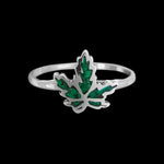 Sterling Silver Malachite Palmate Leaf Ring