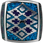 Woven Tribal Design Turquoise and Lapis Lazuli ring