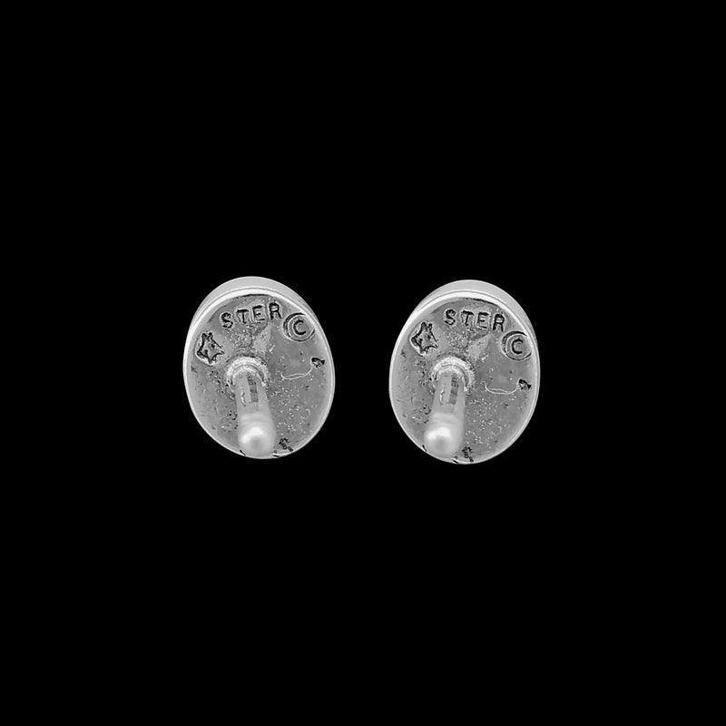 925 Sterling Silver Circle Earrings, Pink Opal Inlay, Bridal Studs, Wedding Posts