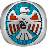 Size 10.5-Thunderbird Turquoise and Coral Ring