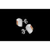 925 Sterling Silver Square Earrings, Orange Opal Earrings, Bridal Earrings, Wedding Earrings