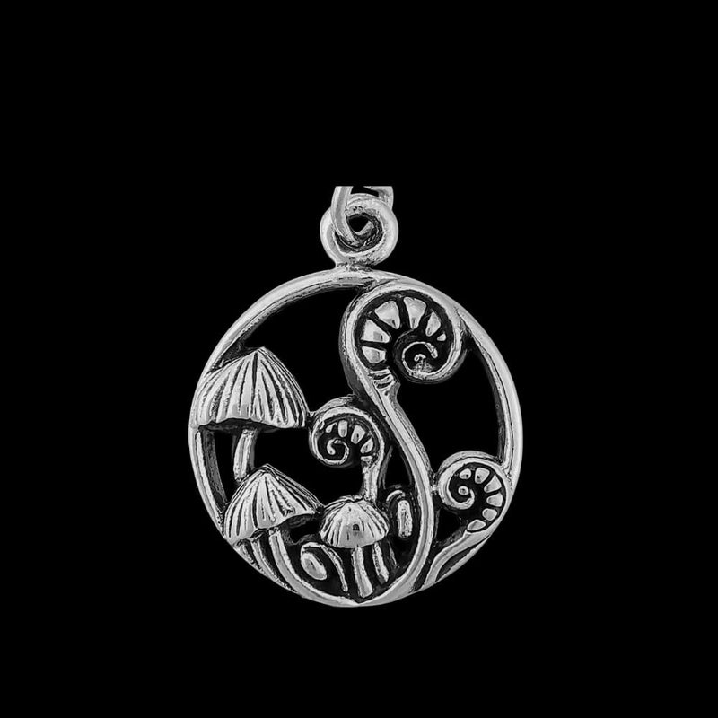 Sterling Silver Woodland Elegance: Enchanting Fiddlehead Fern Circle Pendant for Cottage Core Charm