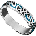 925 Sterling Silver Turquoise Viking Tribal Ring, Norse Knots Design, Handmade Gemstone Band, Handcrafted Birthstone Wedding Jewelry