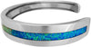 925 Sterling Silver Rainbow Opal Cuff Bracelet, Single Band of Inlay, Handmade Gemstone Jewelry (Medium)