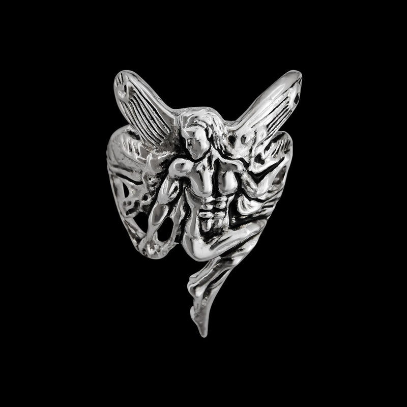 Beautiful sterling silver ring with Male faerie fairy design