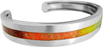 925 Sterling Silver Rainbow Opal Cuff Bracelet, Single Band of Inlay, Handmade Gemstone Jewelry (Medium)