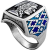 Size 12 - James Fraser Indian Head Nickel Ring, Turquoise and Lapis Lazuli