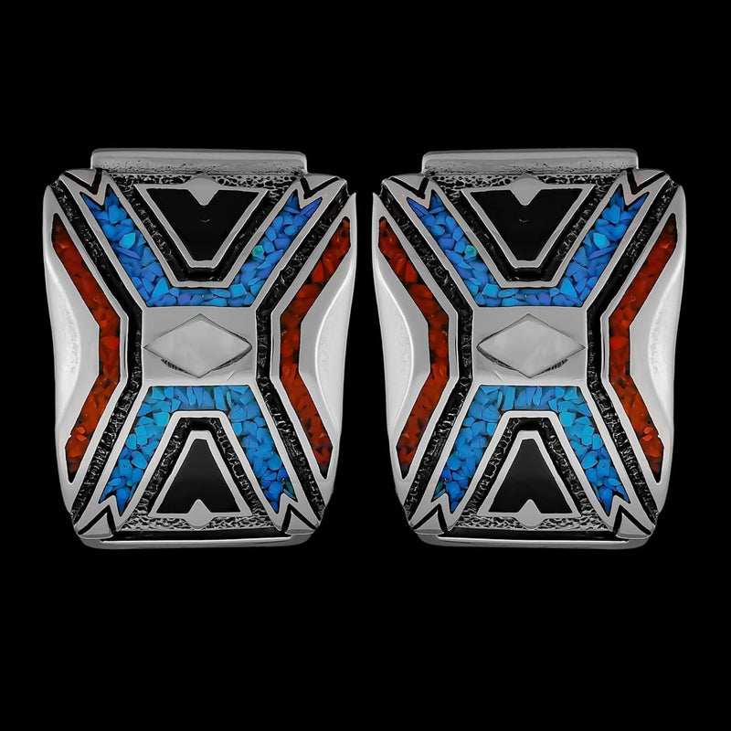 Sterling Silver Inlaid Woven X Watch Tips