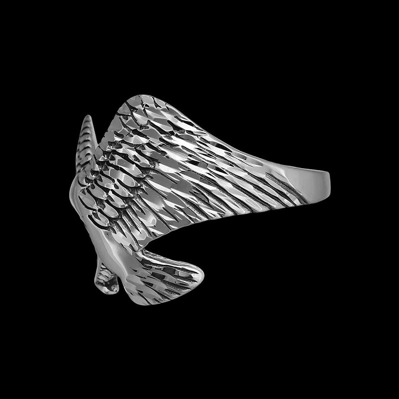 Sterling Silver Diamond Cut Flying Eagle Ring