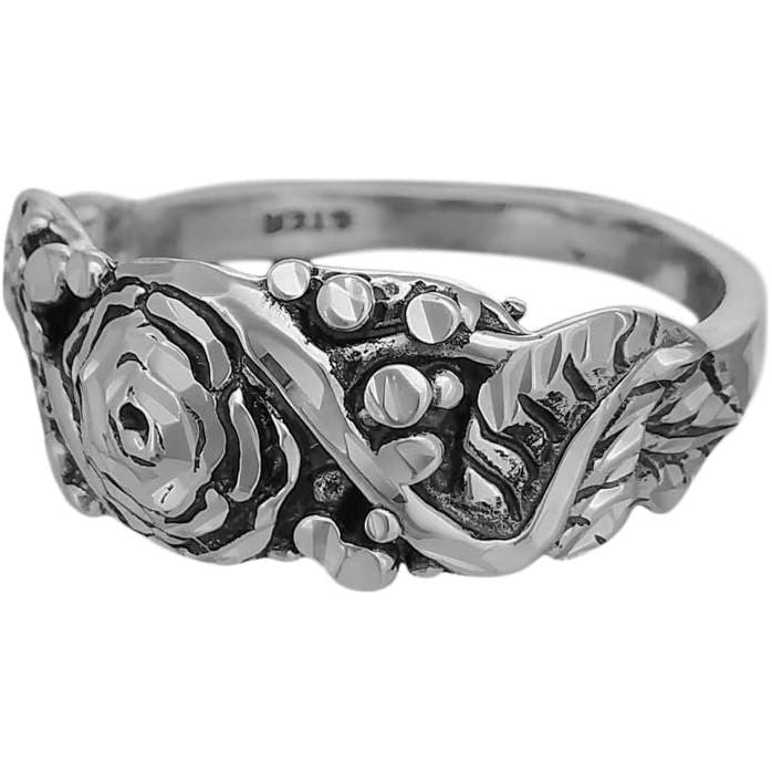 Sterling Silver Rose on Display Ring