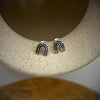 Sterling Silver Tiny Rainbow Stud Earrings