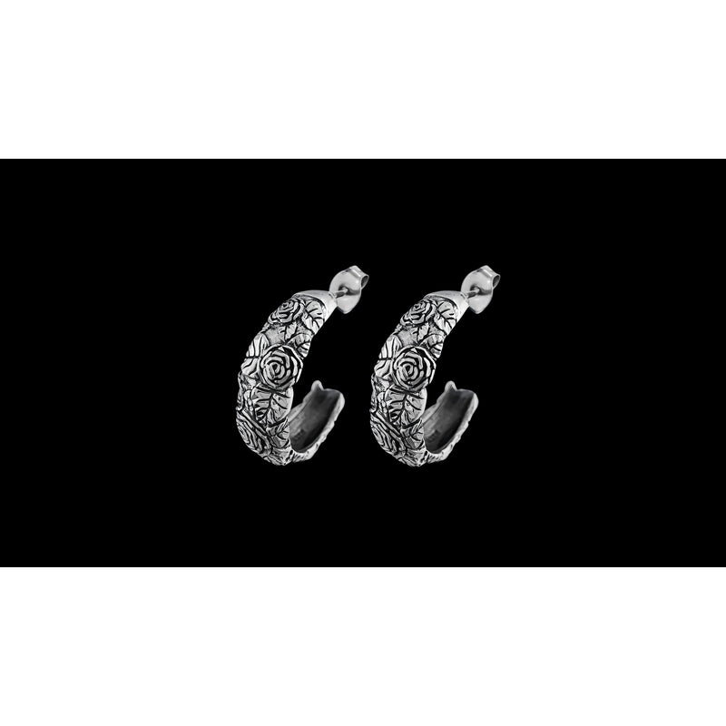 Rose Stud Earrings • 925 Sterling Silver • Triple Crown Design • Garden-inspired