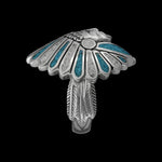 925 Sterling Silver Native American Chief Headdress Ring, Turquoise & Mother of Pearl Headdress Design, Statement Gemstone Band, Handmade Jewelry (9)