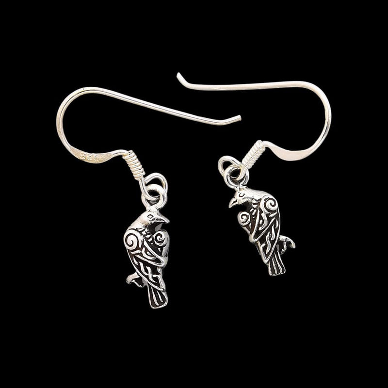 Sterling Silver Raven Dangle Earrings