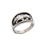 Sterling Silver Grey Wolf Ring, Size 13