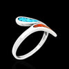 Size 7 Turquoise and Coral Sterling Silver Tresse Ring