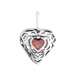 Sterling Silver and Pink Opal Damask Heart Pendant