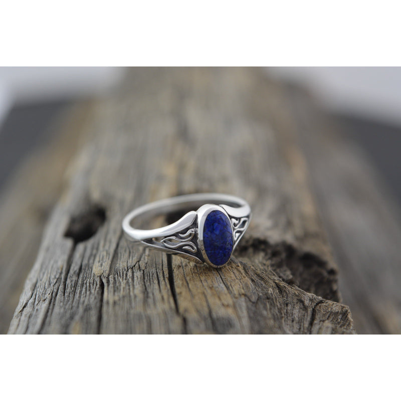 The Iris Ring, inlaid with Lapis Lazuli Size: 7