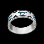 Size 5-925 Sterling Silver Running Wolves Ring, Detailed Wolf Design, Handmade Gemstone Nature Band, Handcrafted Animal Jewelry