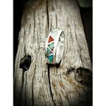 925 Sterling Silver Navajo Ring • Vintage Design • Opal Ring • Native American Wedding Band