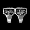 Size 12.5 - Square Faced Mixed Stones Inlaid Ring, Mountain Scene