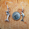 Sterling Silver Dangle Single Dolphin Diamond-Cut Earrings