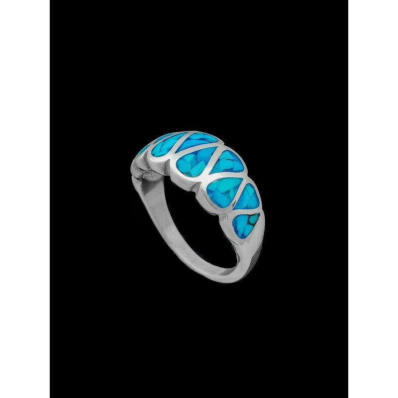 Navajo Handmade Teardrop Ring • 925 Sterling Silver • Turquoise Inlay • Size 4