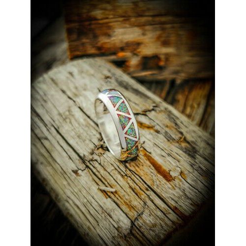 Navajo Pink Opal Ring • Vintage Design • 925 Sterling Silver • Native American Wedding Band