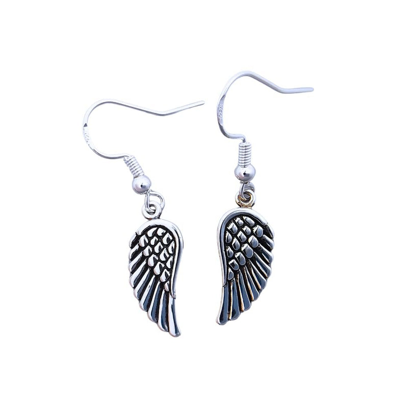 Sterling Silver Angel Wings Dangle Earrings