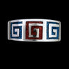 Size 8-925 Sterling Silver Swirling Tribal Band, Turquoise & Coral, Handmade Gemstone Jewelry