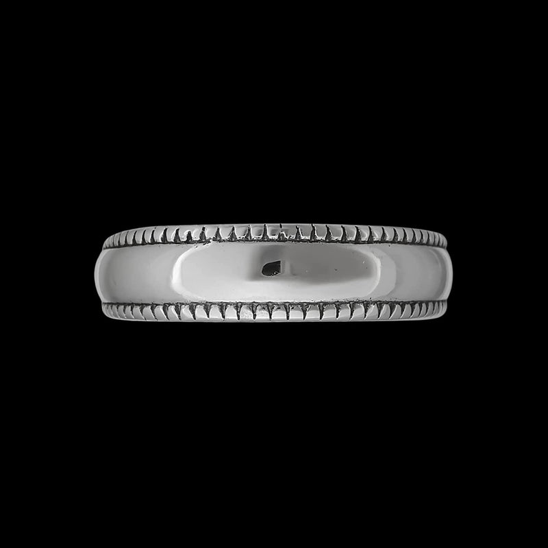 Sterling Silver High Polish Beaded Edge Band