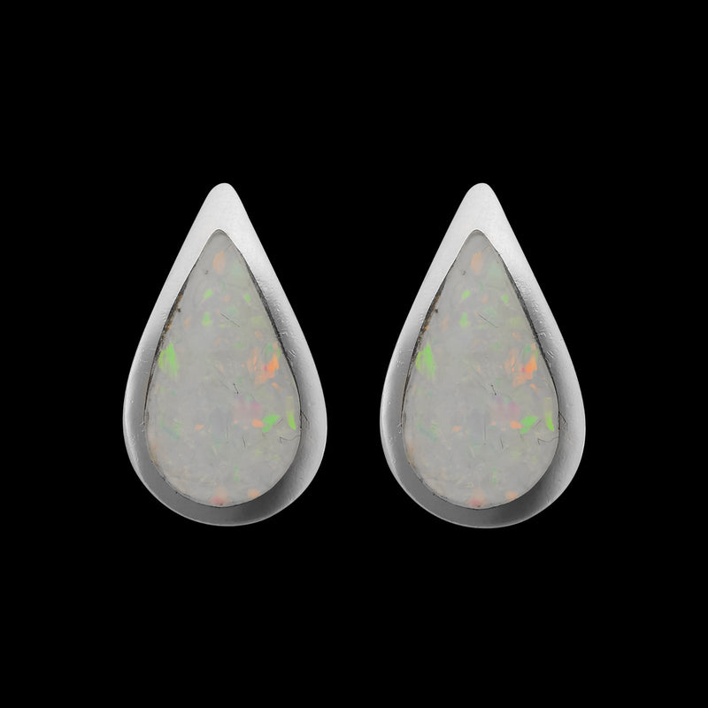 925 Sterling Silver Teardrop Earrings, White Opal Earrings, Rain Drop Earrings, Studs, Posts