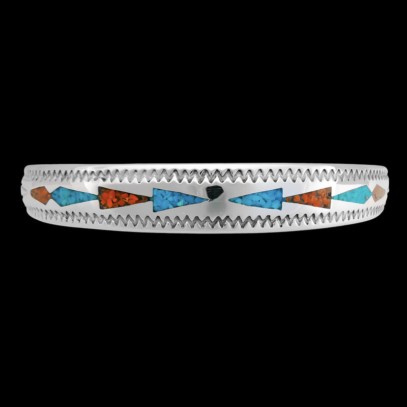 Arrowhead Bracelet • 925 Sterling Silver • Navajo Handmade Jewelry • Turquoise Accent